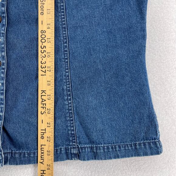 APRIL CORNELL Vest XL Denim Button Up Sleeveless Embroidered Cotton Blue - Picture 11 of 12